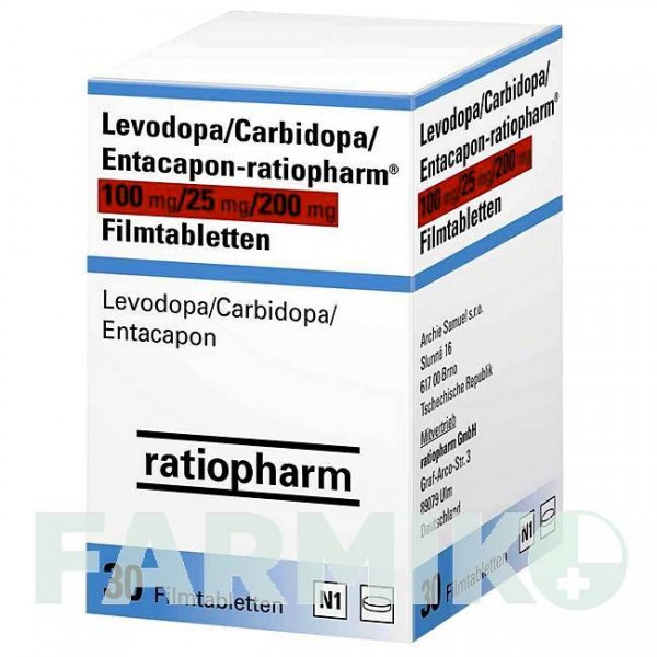ЛЕВОДОПА (LEVODOPA) 100/25/200 таблетки 30 шт - Леводопа, Карбідопа, Ентакапон RATIOPHARM