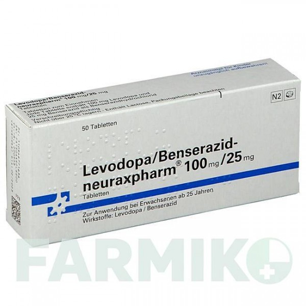 ЛЕВОДОПА (LEVODOPA) 100 мг/25 мг таблетки 50 шт - Леводопа, Бенсеразид NEURAXPHARM