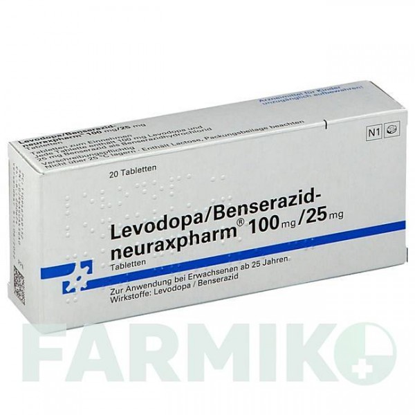 ЛЕВОДОПА (LEVODOPA) 100 мг/25 мг таблетки 20 шт - Леводопа, Бенсеразид NEURAXPHARM