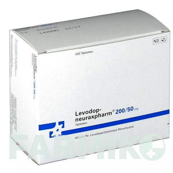 ЛЕВОДОПА (LEVODOPA) 200/50 мг таблетки 200 шт - Леводопа, Карбідопа NEURAXPHARM