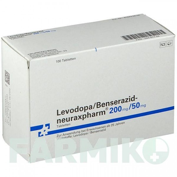 ЛЕВОДОПА (LEVODOPA) 200 мг/50 мг таблетки 50 шт - Леводопа, Бенсеразид NEURAXPHARM