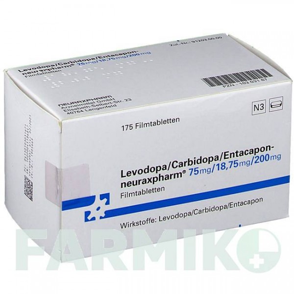 ЛЕВОДОПА (LEVODOPA) 75/18,75/200 таблетки 100 шт - Леводопа, Карбідопа, Ентакапон NEURAXPHARM