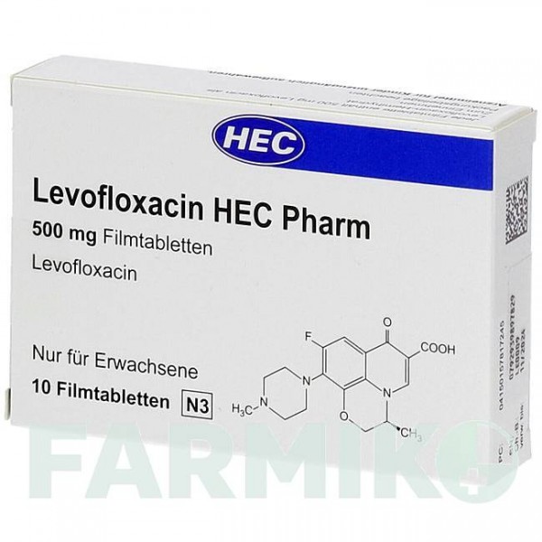 ЛЕВОФЛОКСАЦИН (LEVOFLOXACIN) 500 мг таблетки 10 шт - Левофлоксацин HEC PHARM