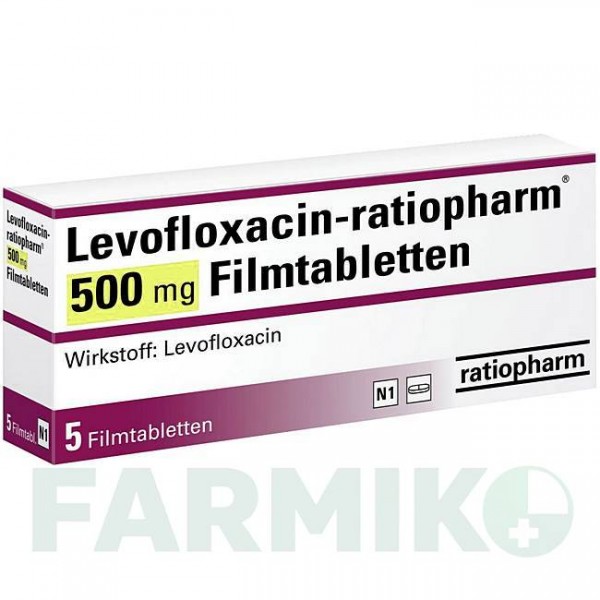 ЛЕВОФЛОКСАЦИН (LEVOFLOXACIN) 500 мг таблетки 5 шт - Левофлоксацин RATIOPHARM
