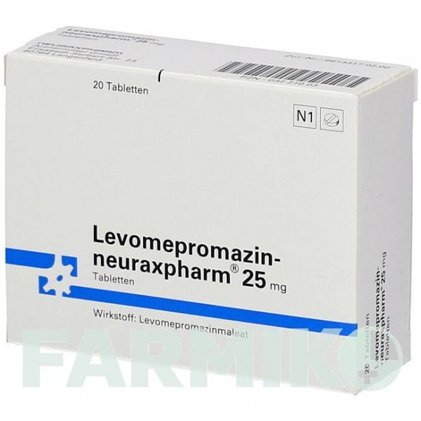 ЛЕВОМЕПРОМАЗИН (LEVOMEPROMAZIN) 25 мг таблетки 20 шт - Левомепромазин NEURAXPHARM