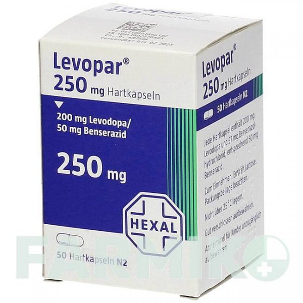 ЛЕВОПАР (LEVOPAR) 250 мг капсулы 50 шт - Леводопа, Бенсеразид HEXAL