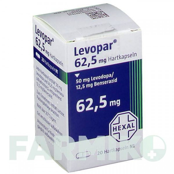ЛЕВОПАР (LEVOPAR) 62,5 мг капсулы 20 шт - Леводопа, Бенсеразид HEXAL