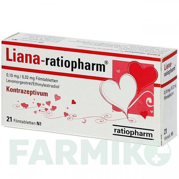 ЛИАНА (LIANA) 0,1/0,02 мг таблетки 21 шт - Левоноргестрел, Этинилэстрадиол RATIOPHARM