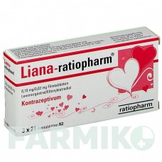 ЛИАНА (LIANA) 0,1/0,02 мг таблетки 3x21 шт - Левоноргестрел, Этинилэстрадиол RATIOPHARM