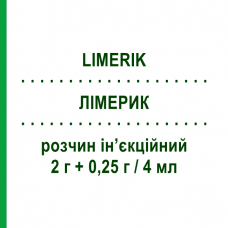 ЛИМЕРИК (LIMERIK) 2 г + 0,25 г/4 мл раствор инъекционный 1 шт - Пиперациллин, Ингибиторы бета-лактамаз LAB CT