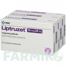 ЛИПТРУЗЕТ (LIPTRUZET) 10 мг/20 мг таблетки 100 шт - Аторвастатин, Эзетимиб KOHLPHARMA