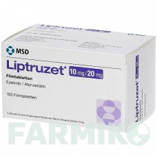ЛІПТРУЗЕТ (LIPTRUZET) 10 мг/20 мг таблетки 100 шт - Аторвастатин, Езетиміб MEDICOPHARM