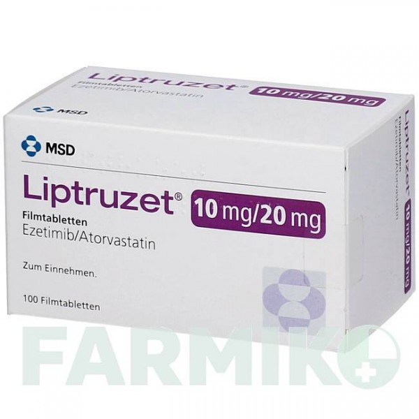 ЛІПТРУЗЕТ (LIPTRUZET) 10 мг/20 мг таблетки 100 шт - Аторвастатин, Езетиміб ORIFARM