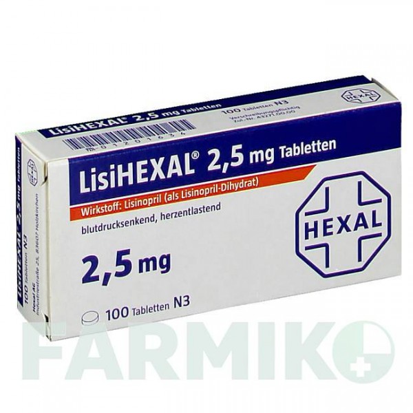 ЛІЗИГЕКСАЛ (LISIHEXAL) 2,5 мг таблетки 100 шт - Лізиноприл HEXAL