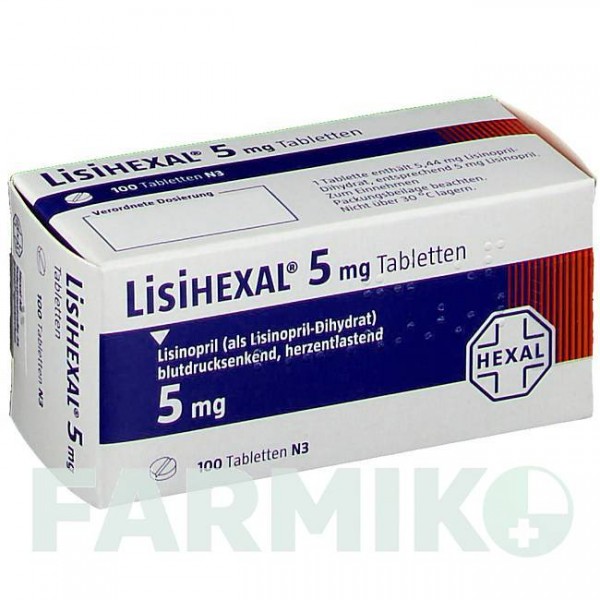ЛИЗИГЕКСАЛ (LISIHEXAL) 5 мг таблетки 100 шт - Лизиноприл HEXAL