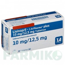 ЛИЗИНОПРИЛ (LISINOPRIL) 10 мг/12,5 мг таблетки 50 шт - Лизиноприл, Гидрохлоротиазид 1 A PHARMA
