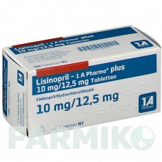 ЛИЗИНОПРИЛ (LISINOPRIL) 10 мг/12,5 мг таблетки 100 шт - Лизиноприл, Гидрохлоротиазид 1 A PHARMA