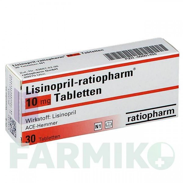ЛИЗИНОПРИЛ (LISINOPRIL) 10 мг таблетки 30 шт - Лизиноприл RATIOPHARM