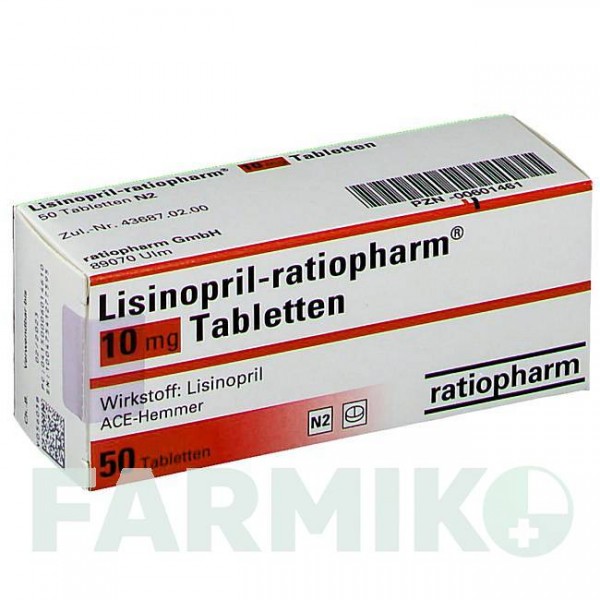 ЛІЗИНОПРИЛ (LISINOPRIL) 10 мг таблетки 50 шт - Лізиноприл RATIOPHARM