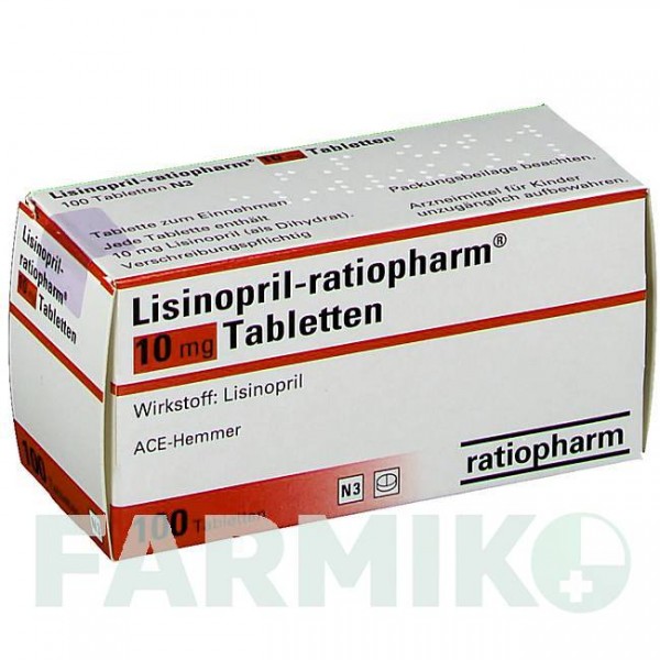 ЛІЗИНОПРИЛ (LISINOPRIL) 10 мг таблетки 100 шт - Лізиноприл RATIOPHARM