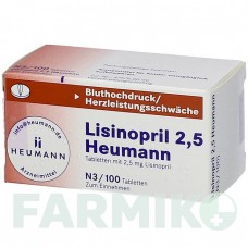 ЛІЗИНОПРИЛ (LISINOPRIL) 2,5 таблетки 100 шт - Лізиноприл HEUMANN PHARMA