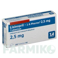 ЛІЗИНОПРИЛ (LISINOPRIL) 2,5 мг таблетки 100 шт - Лізиноприл 1 A PHARMA
