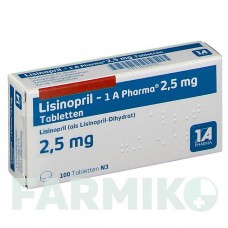 ЛІЗИНОПРИЛ (LISINOPRIL) 2,5 мг таблетки 100 шт - Лізиноприл 1 A PHARMA