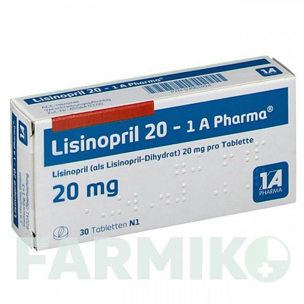 ЛІЗИНОПРИЛ (LISINOPRIL) 20 таблетки 30 шт - Лізиноприл 1 A PHARMA
