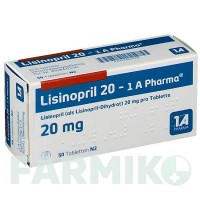 ЛІЗИНОПРИЛ (LISINOPRIL) 20 таблетки 50 шт - Лізиноприл 1 A PHARMA