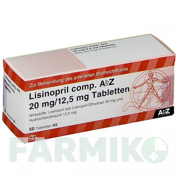 ЛИЗИНОПРИЛ (LISINOPRIL) 20/12,5 мг таблетки 50 шт - Лизиноприл, Гидрохлоротиазид ABZ PHARMA