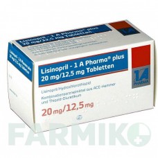 ЛІЗИНОПРИЛ (LISINOPRIL) 20 мг/12,5 мг таблетки 50 шт - Лізиноприл, Гідрохлоротіазид 1 A PHARMA