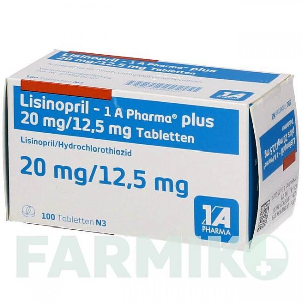 ЛИЗИНОПРИЛ (LISINOPRIL) 20 мг/12,5 мг таблетки 100 шт - Лизиноприл, Гидрохлоротиазид 1 A PHARMA