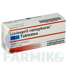 ЛІЗИНОПРИЛ (LISINOPRIL) 20 мг таблетки 50 шт - Лізиноприл RATIOPHARM