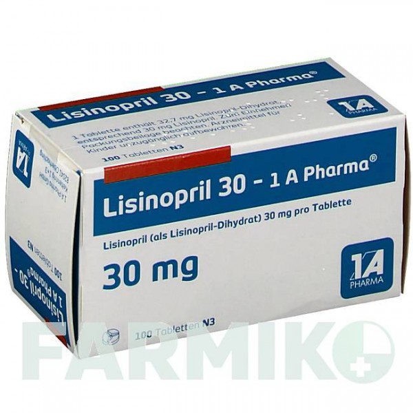ЛІЗИНОПРИЛ (LISINOPRIL) 30 таблетки 100 шт - Лізиноприл 1 A PHARMA