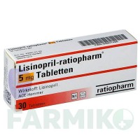 ЛИЗИНОПРИЛ (LISINOPRIL) 5 мг таблетки 30 шт - Лизиноприл RATIOPHARM