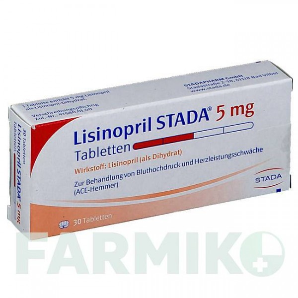 ЛИЗИНОПРИЛ (LISINOPRIL) 5 мг таблетки 30 шт - Лизиноприл STADAPHARM