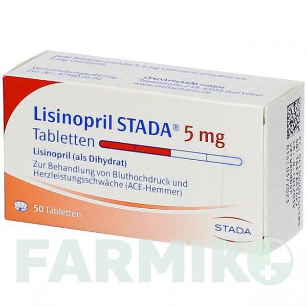 ЛИЗИНОПРИЛ (LISINOPRIL) 5 мг таблетки 50 шт - Лизиноприл STADAPHARM