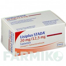 ЛИЗИПЛЮС (LISIPLUS) 20 мг/12,5 мг таблетки 100 шт - Лизиноприл, Гидрохлоротиазид STADAPHARM