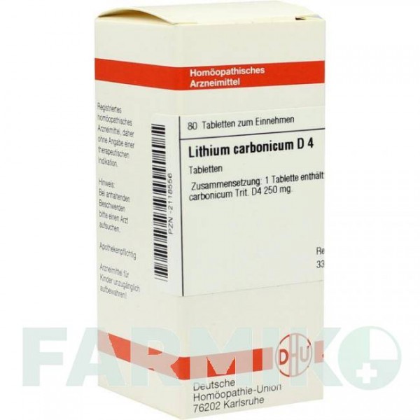 ЛИТИУМ КАРБОНИКУМ (LITHIUM CARBONICUM) D 4 таблетки 80 шт - Гомеопатия DHU