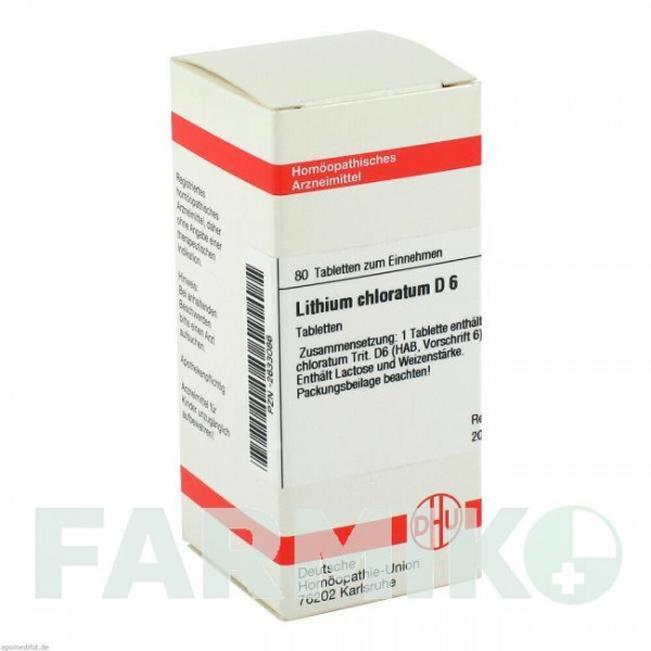 ЛИТИУМ ХЛОРАТУМ (LITHIUM CHLORATUM) D 6 таблетки 80 шт - Гомеопатия DHU
