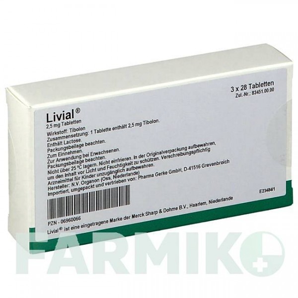 ЛИВИАЛ (LIVIAL) таблетки 3x28 шт - Тиболон PHARMA GERKE
