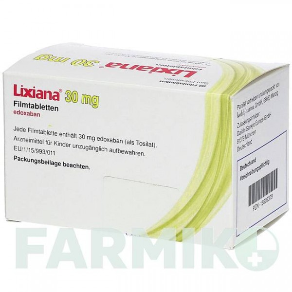 ЛІКСІАНА (LIXIANA) 30 мг таблетки 98 шт - Едоксабан KOHLPHARMA