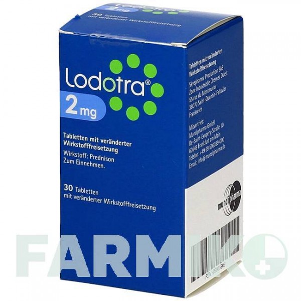 ЛОДОТРА (LODOTRA) 2 мг таблетки 30 шт - Преднизон MUNDIPHARMA