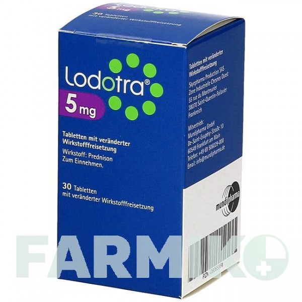 ЛОДОТРА (LODOTRA) 5 мг таблетки 30 шт - Преднизон MUNDIPHARMA