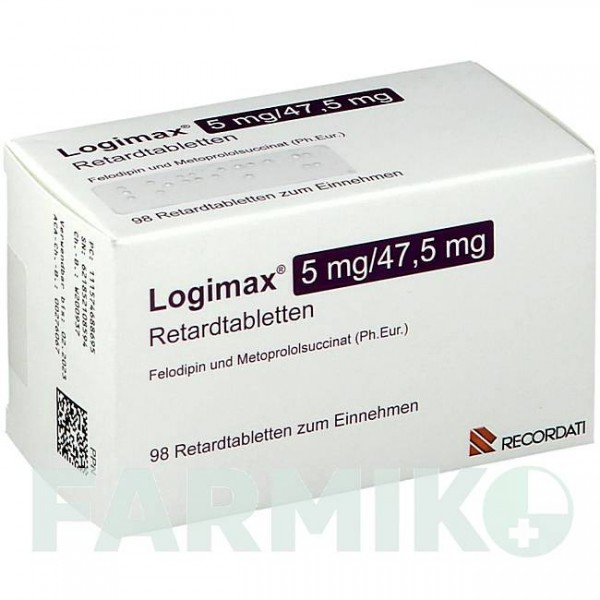 ЛОГІМАКС (LOGIMAX) таблетки 98 шт - Метопролол, Фелодипін ACA MULLER-ADAG PHARMA