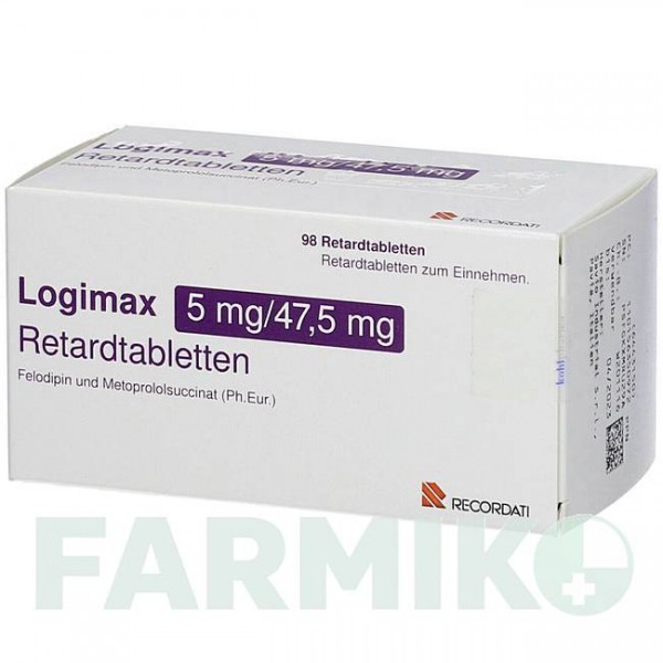 ЛОГІМАКС (LOGIMAX) таблетки 98 шт - Метопролол, Фелодипін KOHLPHARMA