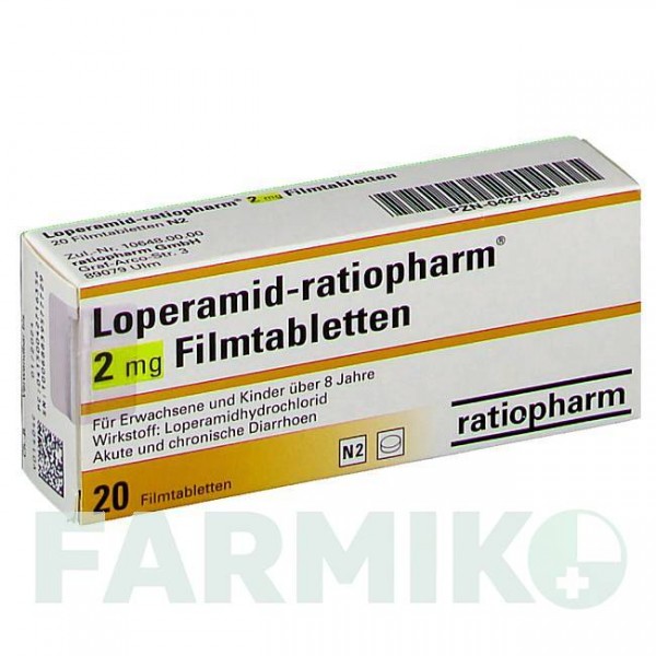 ЛОПЕРАМИД (LOPERAMID) 2 мг таблетки 20 шт - Лоперамид RATIOPHARM