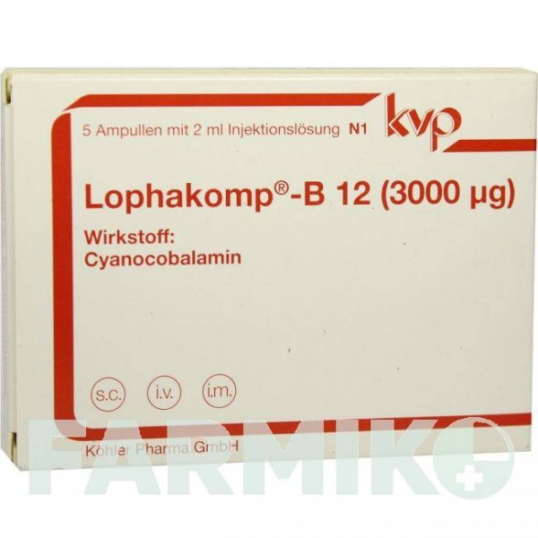 ЛОФАКОМП (LOPHAKOMP) 3000 мкг раствор 5x2 мл - Витамин B12 (Цианокобаламин) KOHLER PHARMA