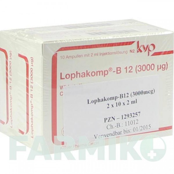 ЛОФАКОМП (LOPHAKOMP) 3000 мкг раствор 20x2 мл - Витамин B12 (Цианокобаламин) KOHLER PHARMA