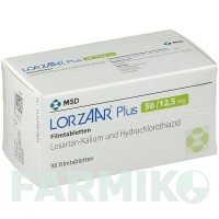ЛОРЗААР (LORZAAR) 50/12,5 мг таблетки 98 шт - Лозартан, Гидрохлоротиазид BB FARMA